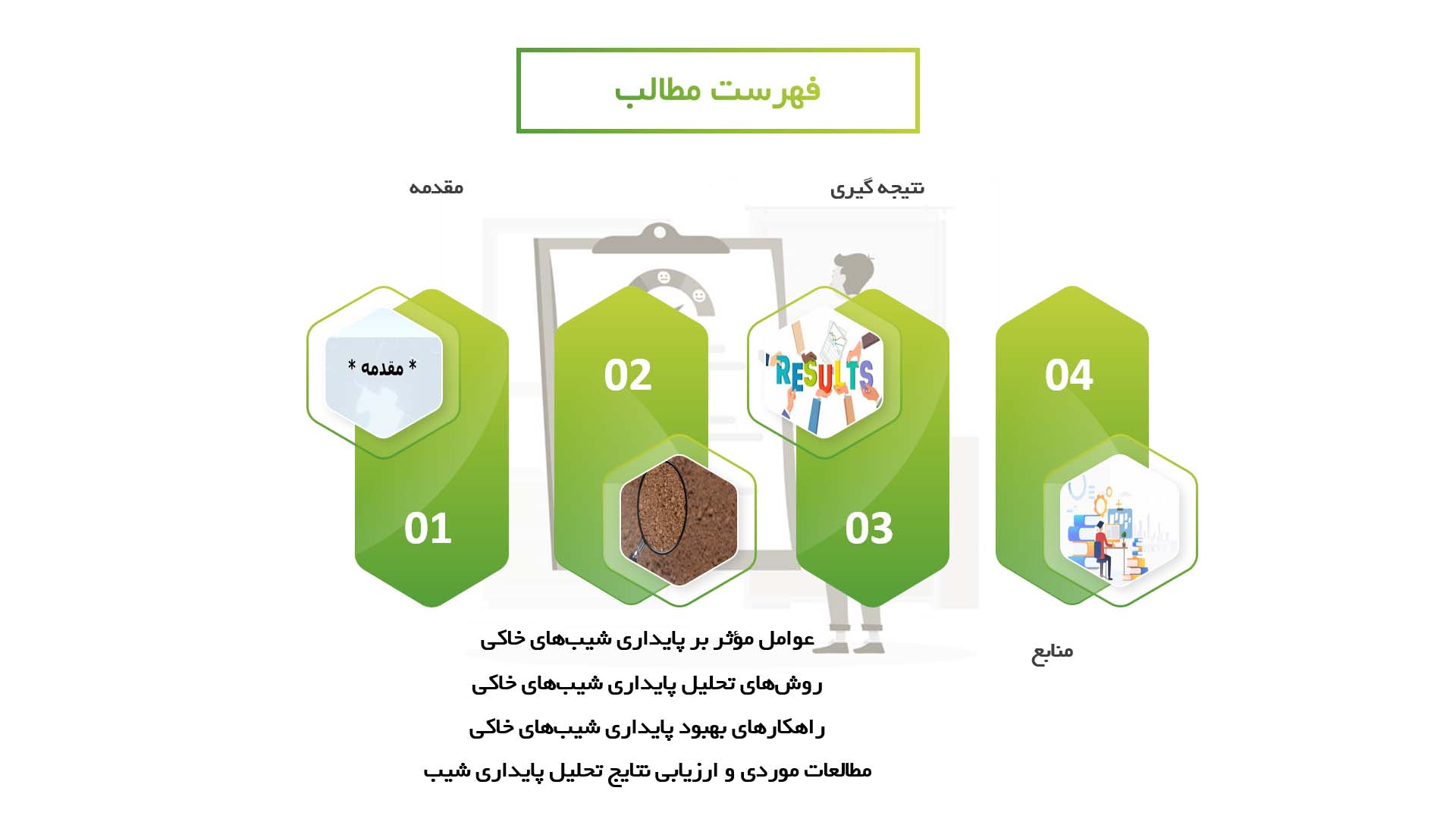 پاورپوینت در مورد تحلیل پایداری شیب‌های خاکی